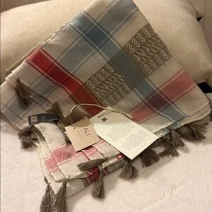 ALI Multicolor Striped/ VIN Tassel Plaid Scarf LOOK BY M NWT